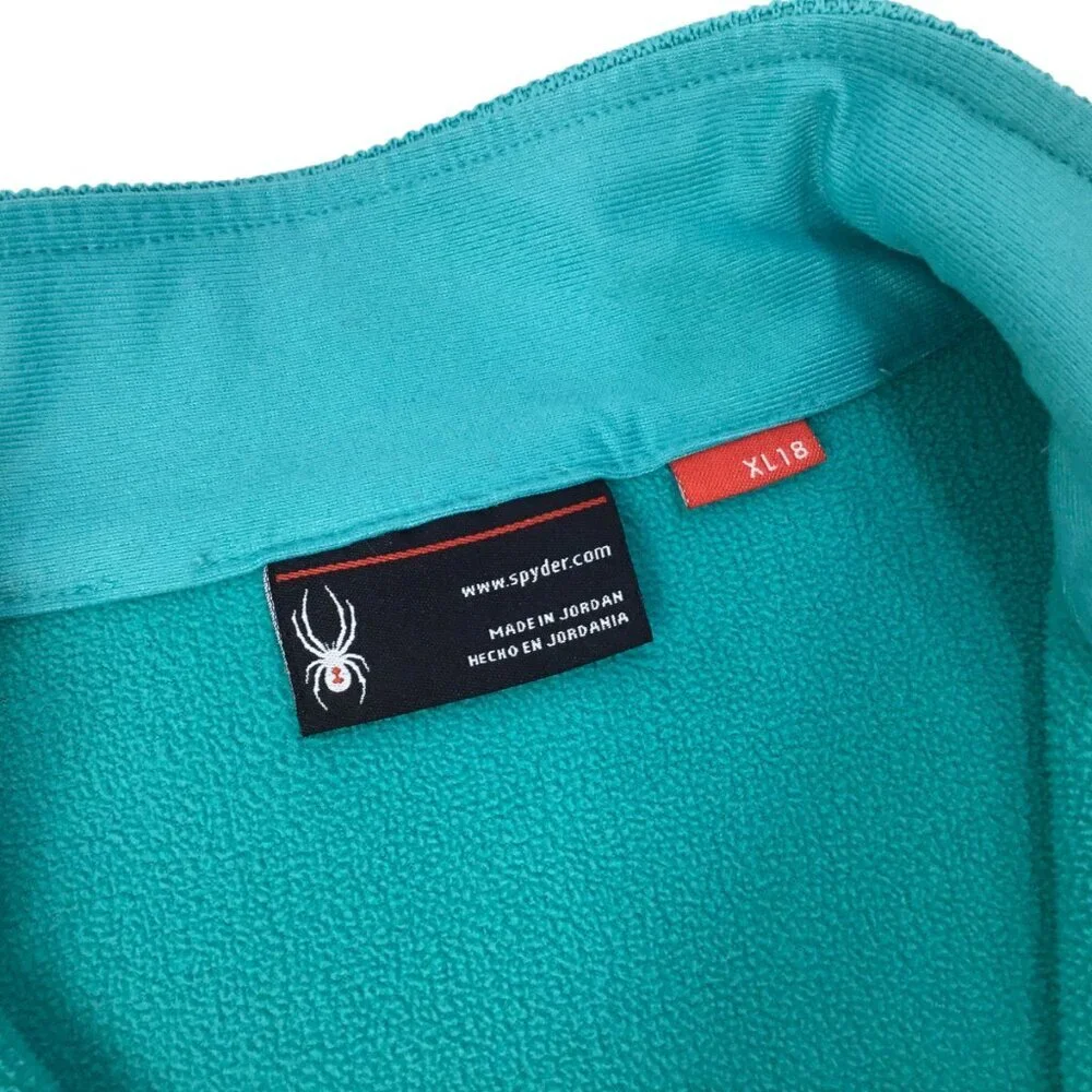 Spyder Endure Stryke Full Zip Sweater Knit Jacket Girls Size XL 18 Logo Teal
